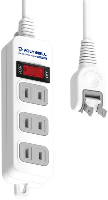 POLYWELL 寶利威爾 電源延長線單切3座 2孔, 180cm, PW15-T05-A019, 1條