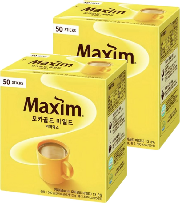 Maxim 麥心 摩卡經典三合一咖啡, 12g, 2盒, 50條