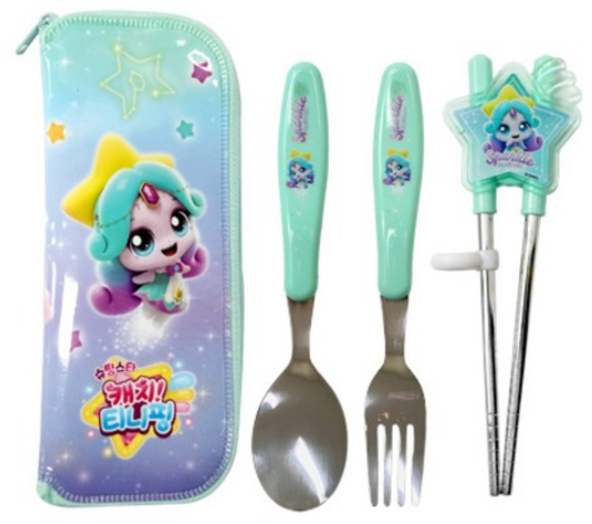 르번 아동용 슈팅스타 캐치티니핑 알찬 교정 젓가락 세트, 초롱핑, 1세트