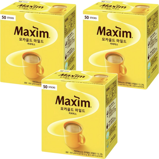 Maxim 麥心 摩卡經典三合一咖啡, 12g, 3盒, 50條