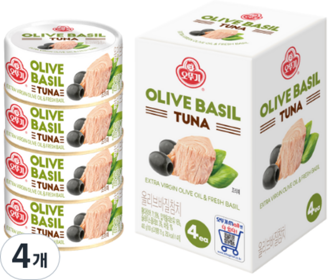 오뚜기 올리브 바질 참치 4p, 400g, 4개