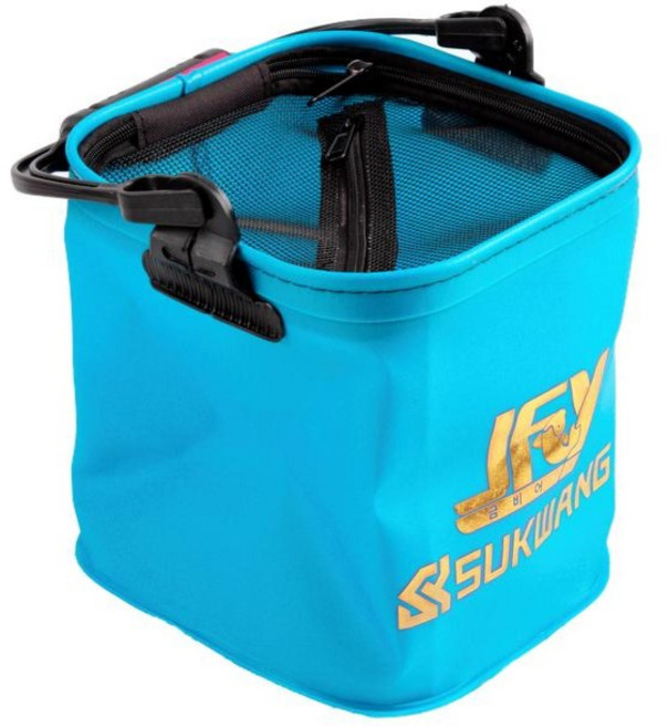 수광 낚시 접이식 EVA 밑밥통, 블루