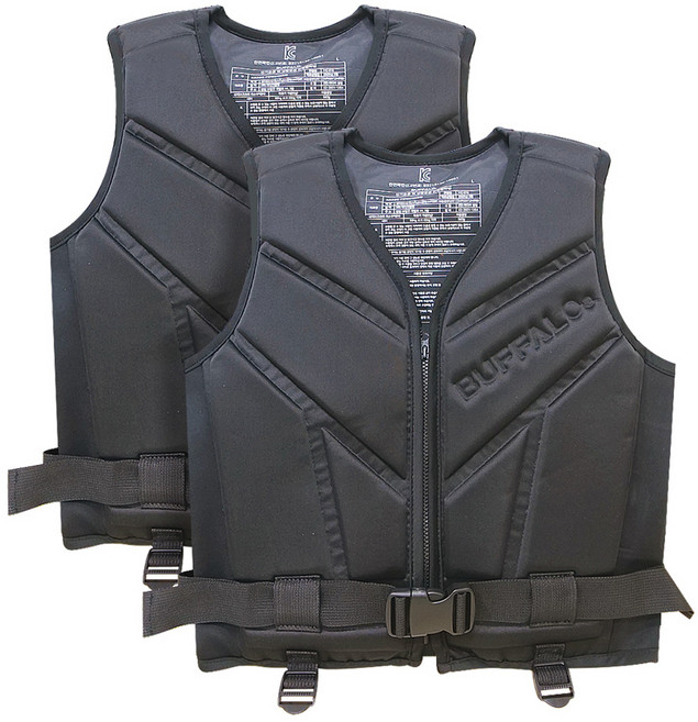 버팔로구명조끼 슬림핏 구명조끼 2p, 블랙