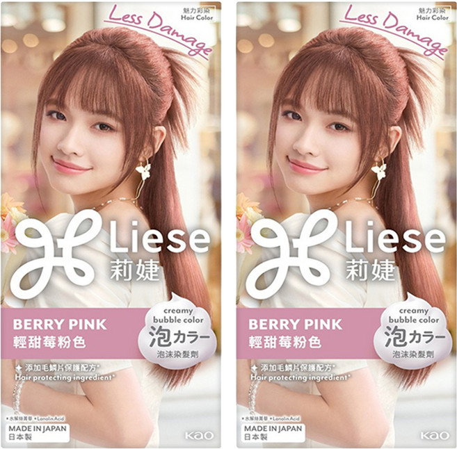Liese 莉婕 泡沫染髮劑, 輕甜莓粉色, 2個