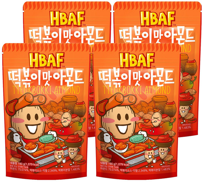 바프 떡볶이맛 아몬드, 190g, 4개