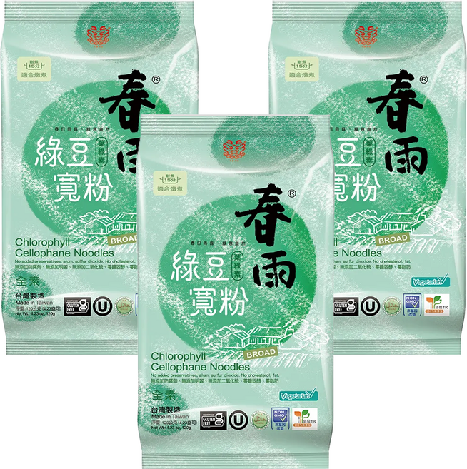 龍口 春雨綠豆寬粉, 120g, 3包