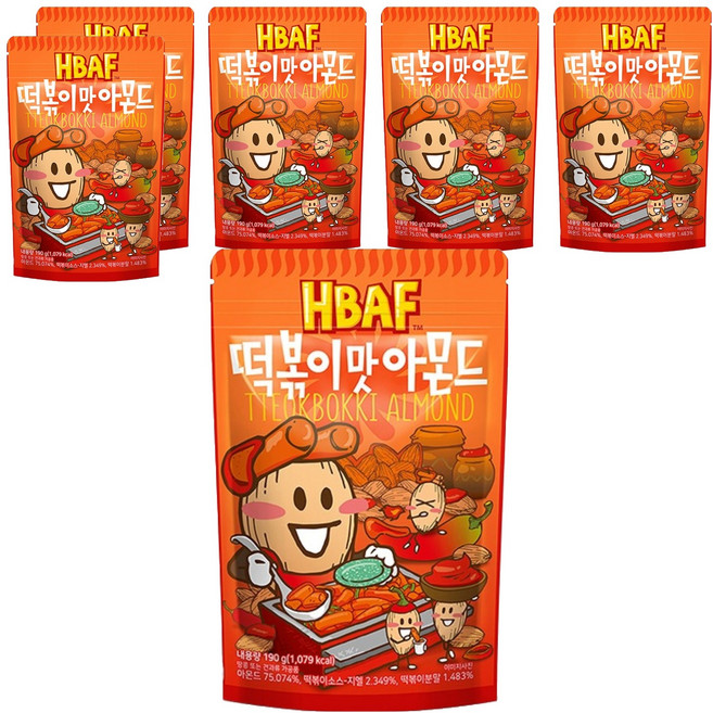 바프 떡볶이맛 아몬드, 190g, 6개
