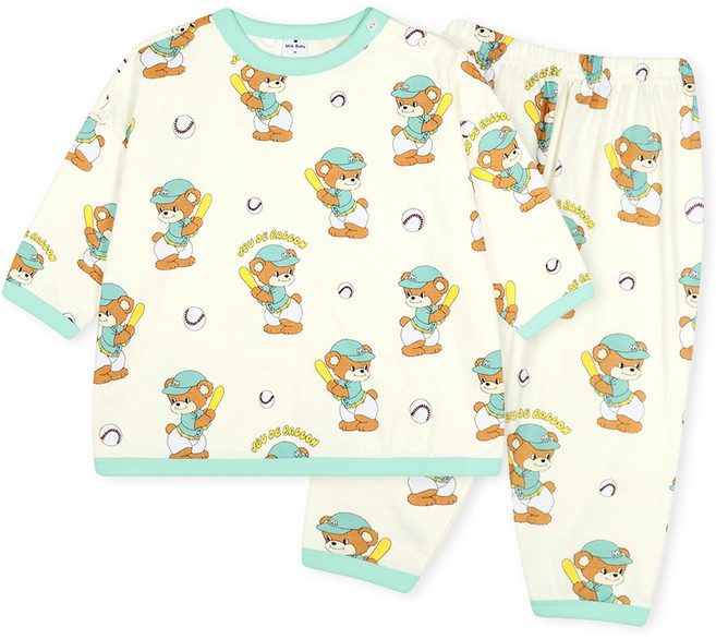 MilkBaby 유아용 홈런곰돌이 라운지웨어 실내 상하복 세트