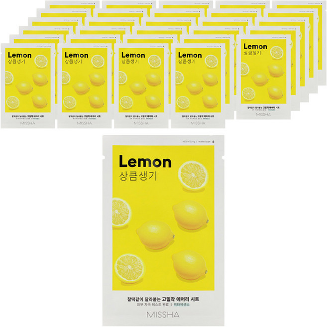 미샤 에어리 밀착 시트 마스크 레몬, 1개입, 80개