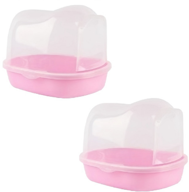 카르노 햄스터 후드모래통, 핑크, 2개