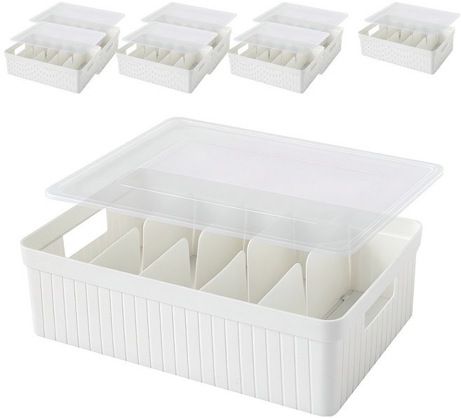 집이지 카니카니 양말 속옷 칸막이 정리함 세트, 화이트, 8개