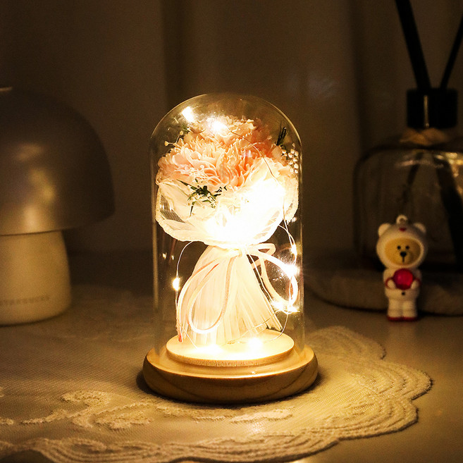 비누꽃 카네이션 부모님 선물 부케글라스, 핑크, 1개