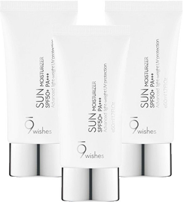 나인위시스 썬 모이스처라이저 SPF50+ PA+++, 50ml, 3개