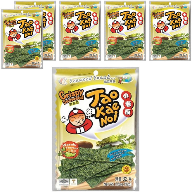 TAO KAE NOI 小老板 厚片海苔 山葵味, 32g, 6包