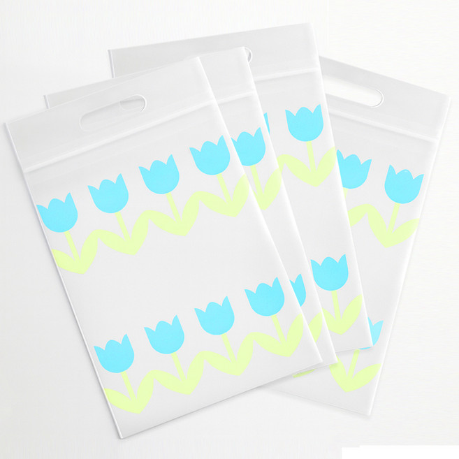 탐사 귀여운 구디백 손잡이 지퍼백 포장 봉투, 플라워, 50개