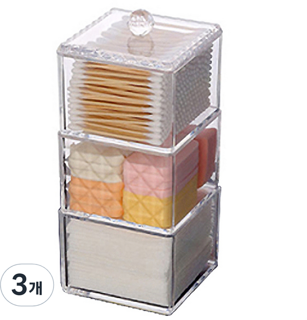 레이디와이 화장솜 케이스 3단, 3개