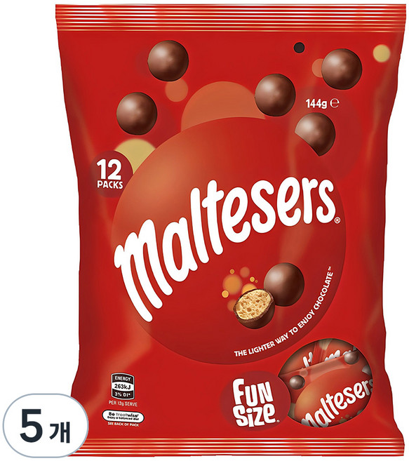 몰티져스 밀크 초콜릿 펀사이즈, 144g, 5개