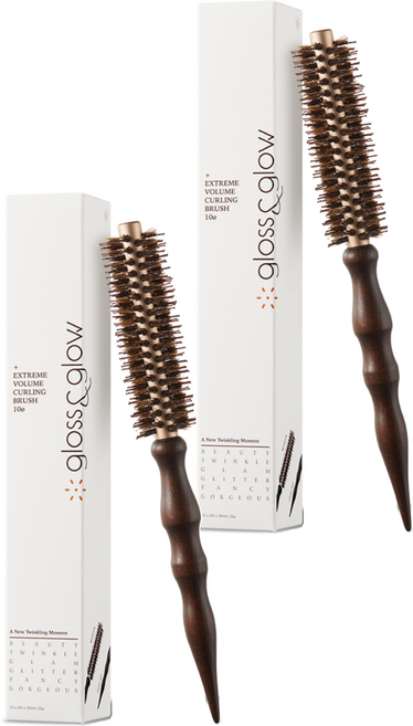 글로스앤글로우 볼륨팍팍 뿌리볼륨 롤브러쉬 롤빗 1호 11파이, 브라운, 2개