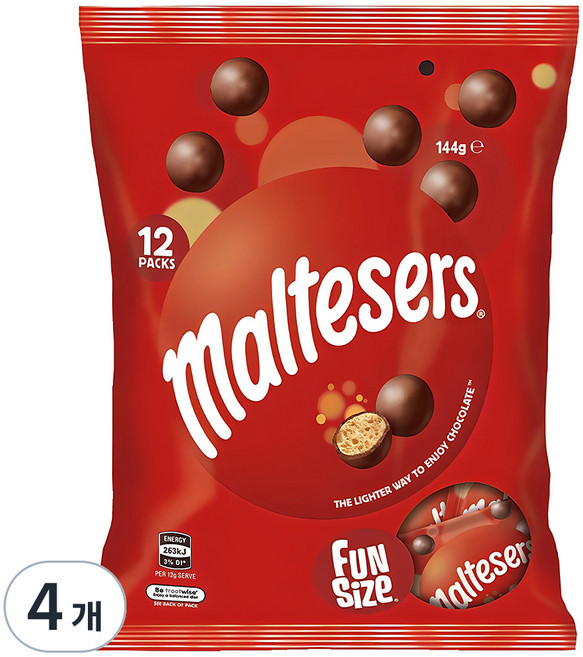 몰티져스 펀사이즈 밀크 초콜릿, 144g, 4개