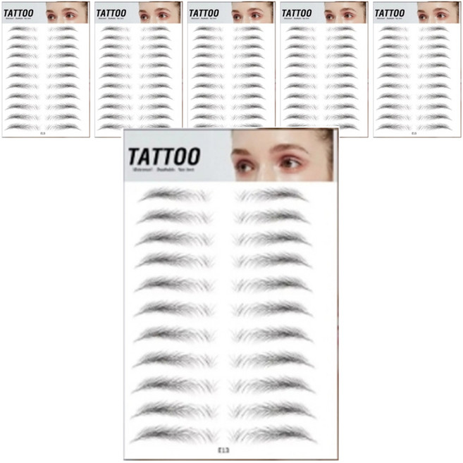 눈썹 타투 스티커, E13블랙, 6개