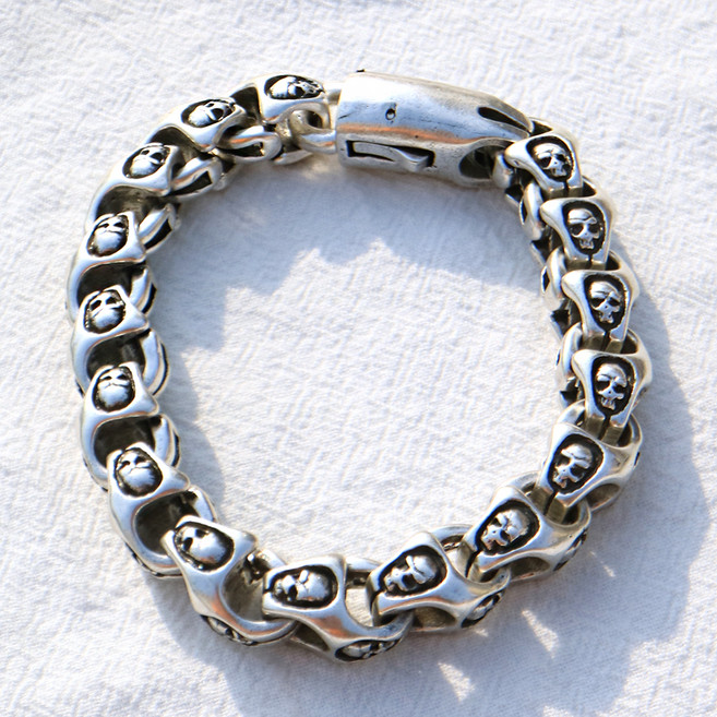 노이드비 남성용 써지컬스틸 유화 해골매력체인 팔찌