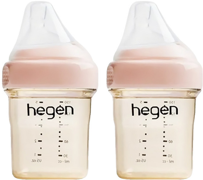 hegen 金色奇蹟PPSU多功能方圓型寬口奶瓶, 嫣粉色, 150ml, 2個