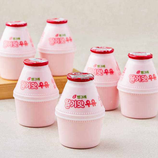 빙그레 딸기맛우유, 240ml, 6개