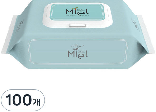 미엘 민트 물티슈 캡형, 35g, 100매, 100개