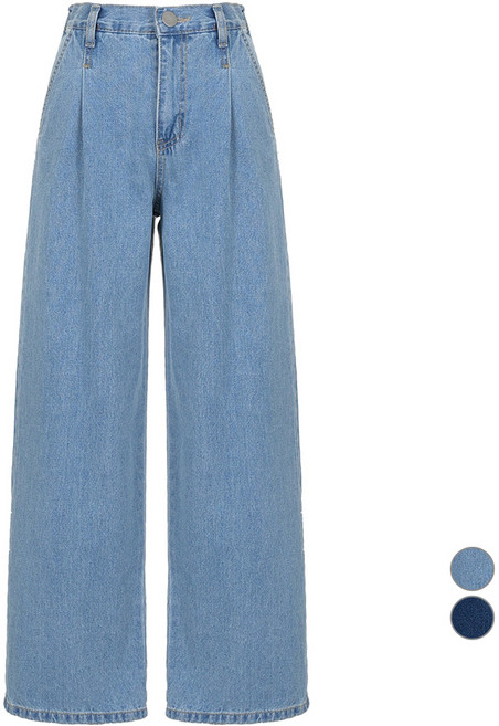 에이비에프지 여성용 면 뒷밴딩 원턱 와이드 데님팬츠 AFZ5MP47