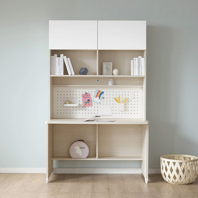 꿈꾸는요셉 네오 책상 + 타공판 세트 방문설치, 화이트 + 오크