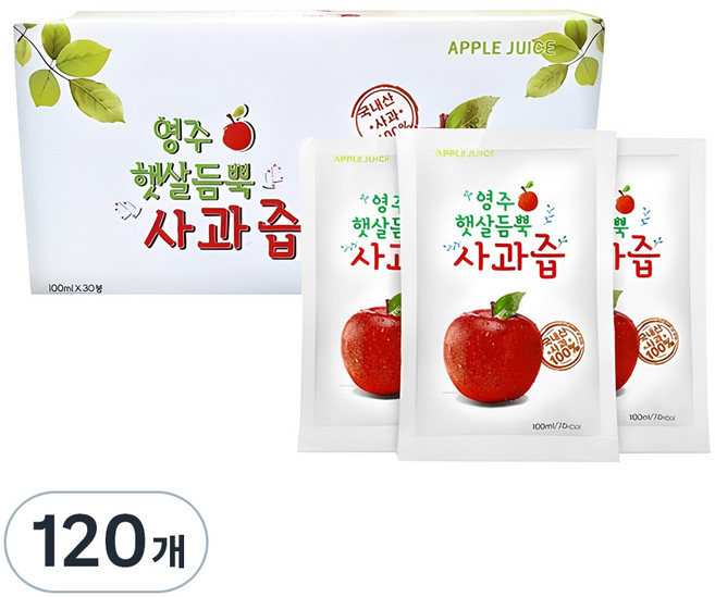 햇살듬뿍 사과즙, 100ml, 120개