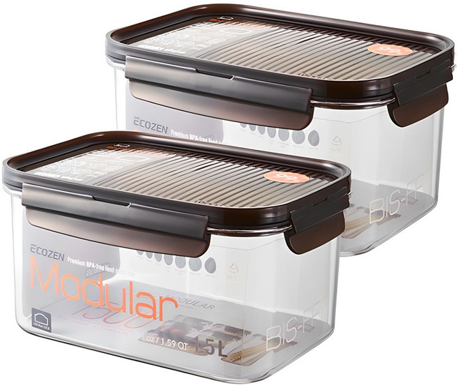 락앤락 비스프리 모듈러 직사각 밀폐용기, 2개, 1.5L