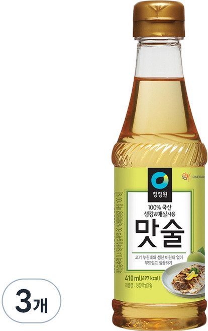 청정원 생강 매실 맛술, 410ml, 3개