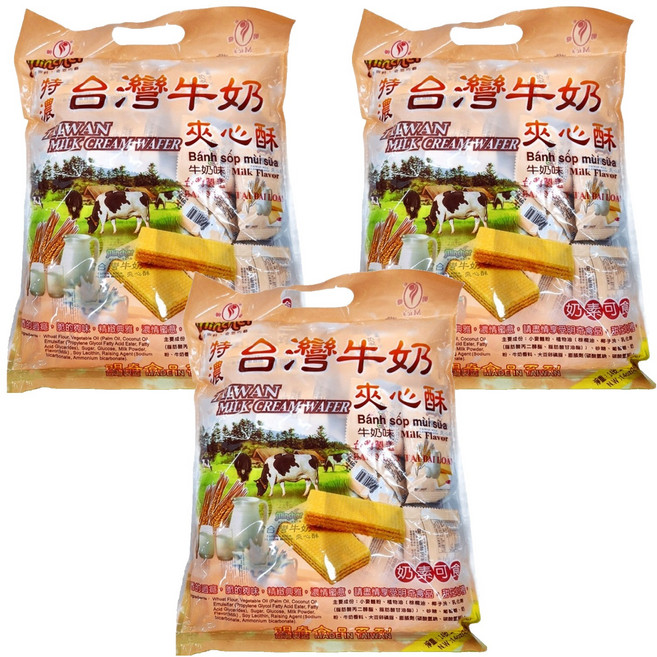 明奇 特濃台灣牛奶夾心酥, 400g, 3袋