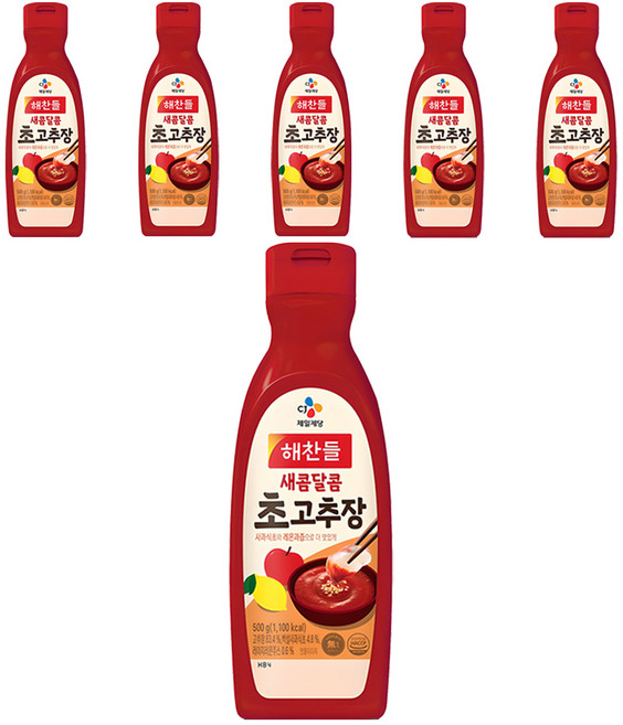 해찬들 새콤달콤 초고추장 튜브형, 500g, 6개