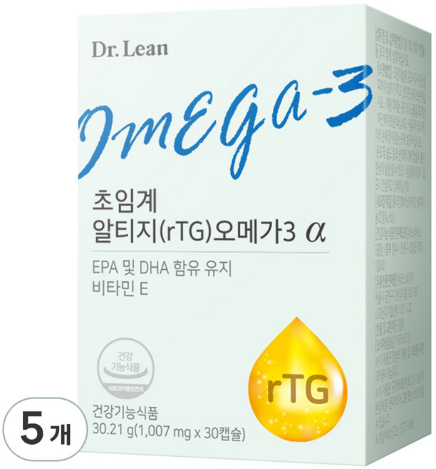 Dr.Lean 超臨界rTG Omega-3 Alpha魚油膠囊, 30顆, 5盒