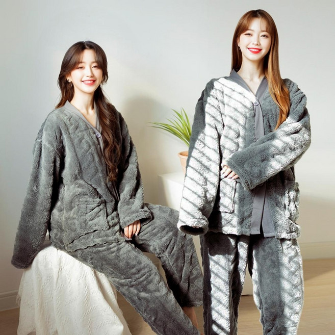 테라우드 여성용 히트업 플리스 가디건 상하의 2세트