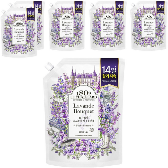 르샤트라1802 섬유유연제 라벤더 리필, 1.6L, 6개