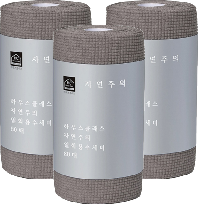 하우스클래스 자연주의 일회용 수세미, 그레이, 80개입, 3개