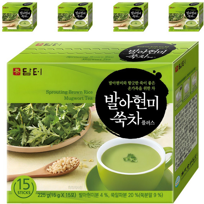 담터 발아현미 쑥차 플러스, 15g, 15개입, 5개