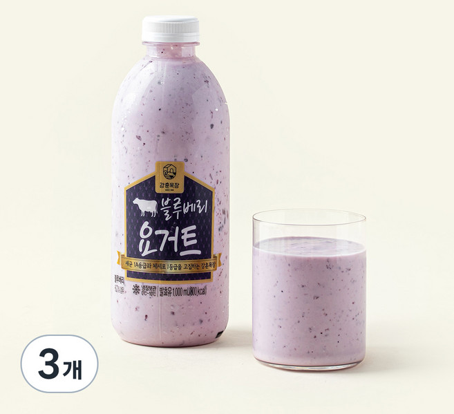 강훈목장 수제요거트 블루베리, 1L, 1개입, 3개