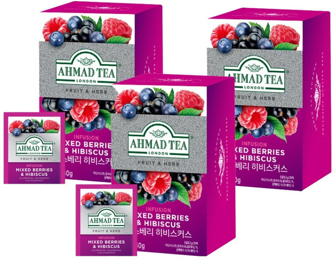 아마드티 믹스베리 앤 히비스커스 허브차 티백, 2g, 20개입, 3개