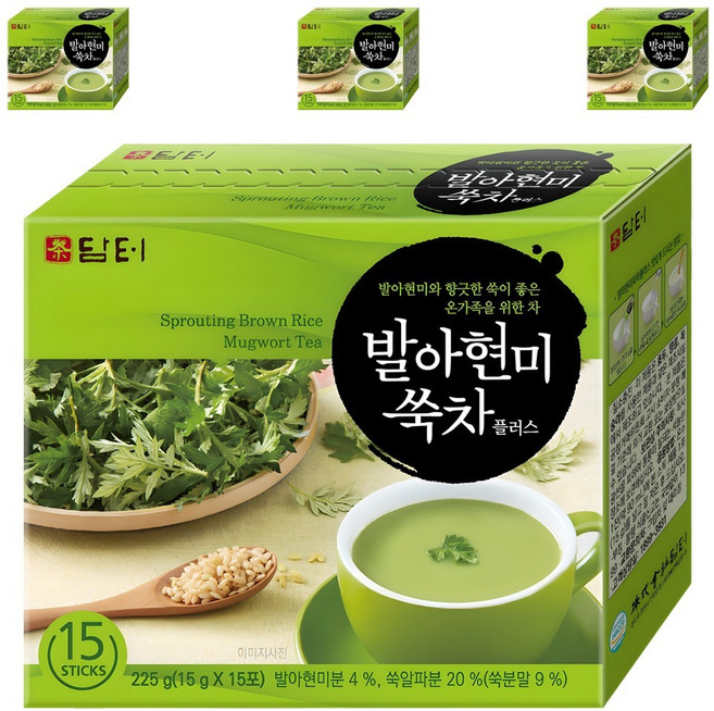 담터 발아현미 쑥차 플러스, 15g, 15개입, 4개