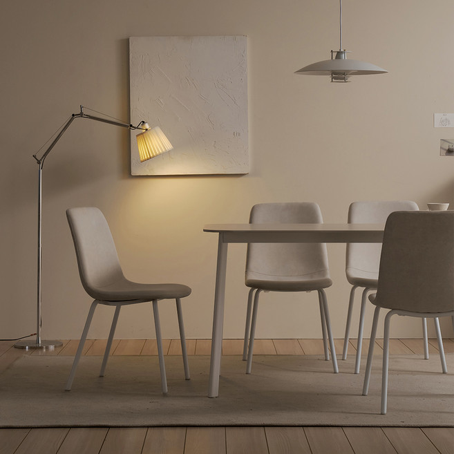 보니애가구 우터 포세린 세라믹 식탁세트 4인용 방문설치, 스톤화이트 + 화이트(테이블), 화이트 + 라이트그레이(의자), 일반의자 4