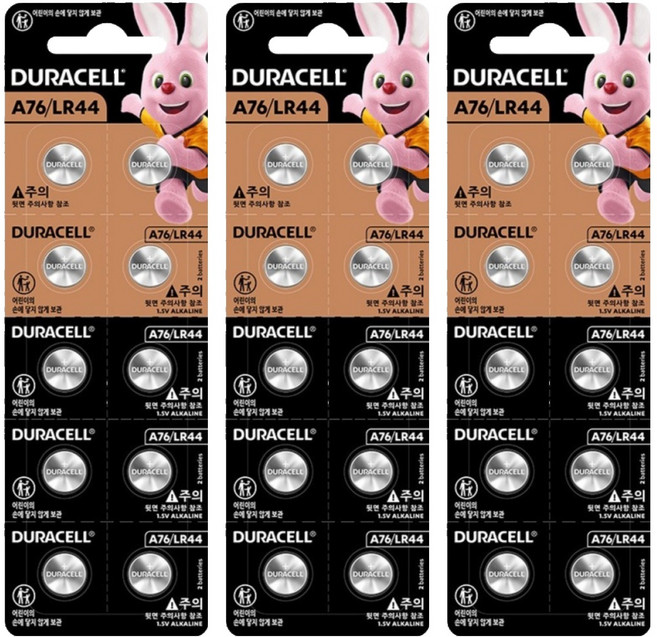듀라셀 코인 알카라인 건전지 LR44, 10개입, 3개