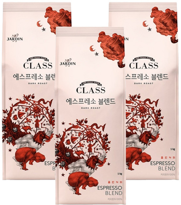 쟈뎅 클래스 에스프레소 블렌드, 1kg, 3개, 홀빈(분쇄안함)