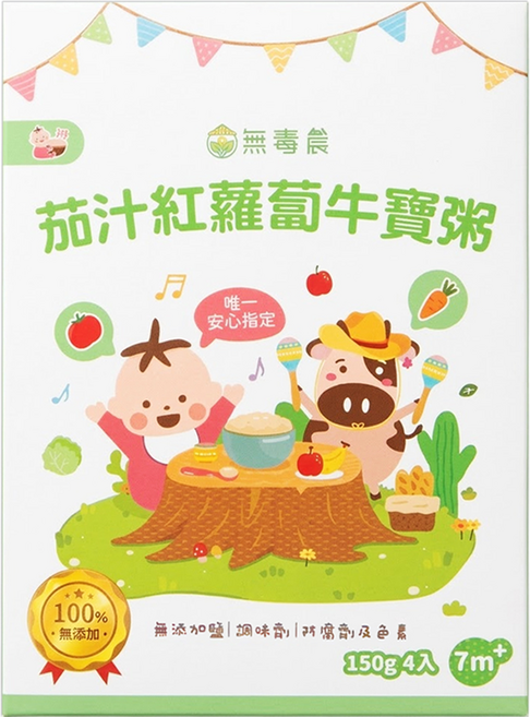 粥寶寶 茄汁紅蘿蔔牛寶粥 7個月以上, 600g, 1盒