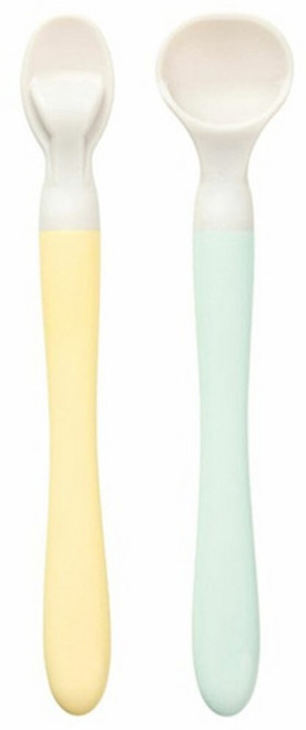 pigeon 貝親 離乳食湯匙組 2支, 1組, 黃色+綠色