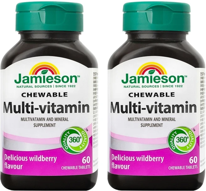 자미에슨 츄어블 멀티비타민 앤 미네랄, 60정, 2개 - 쿠팡