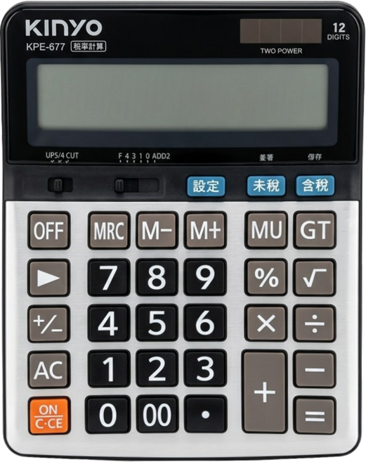 Kinyo 超大稅率計算機, 灰色, 1個
